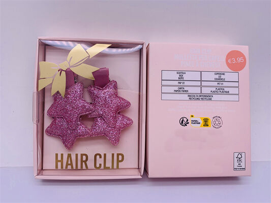Practical Sparkly Star Hair Clip For Kids Polyester Shiny Glitter 1 Pair