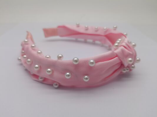 Eye-catching Pink Pleated Fabric Hairband Super Soft For Women