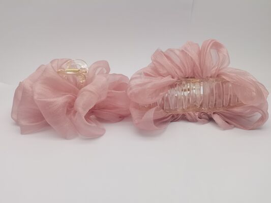 Gauze Material Light Pink Hair Claw Clip Fabric Hair Accessories With Various Designs
