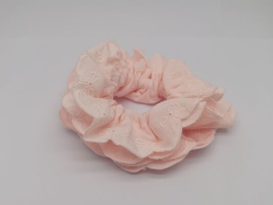 Pink Scrunchies With Fabric And Hair Tie For Girls Multiple Hair Sizes And Events