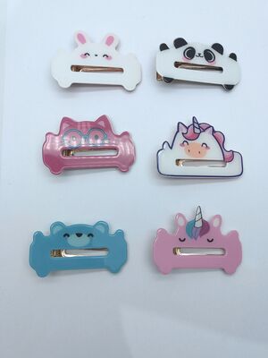 Various Occasions Cute Animal Acrylic Hair Clips for Girls in Various Sizes