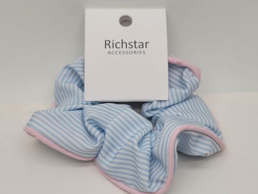 Durable Stylish Blue Pattern Hair Scrunchies For Thin Hair / Thick Hair