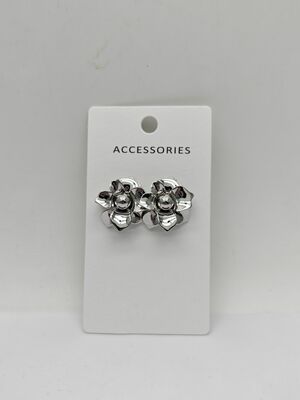 Timeless Oval Silver Flower Earrings for Medium Daily or Formal Occasion