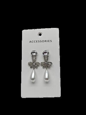 Women's High Quality Gold Plated Bow Earrings Trendy Alloy Jewelry Exquisite Rhinestone Zircon Fashionable Pearl Temperament