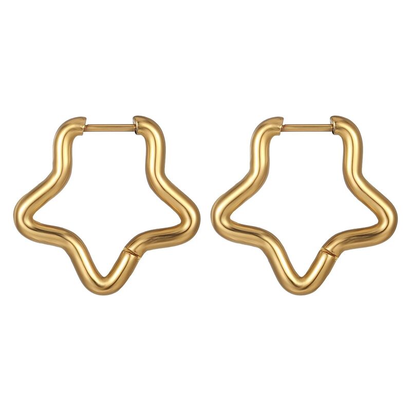 Gold Open Frame Star Earrings Dainty Geometric Earrings Wearable For Everyday