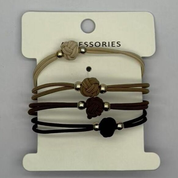 Basic Design Elastic Hair Ties with Knot and Metal Beads