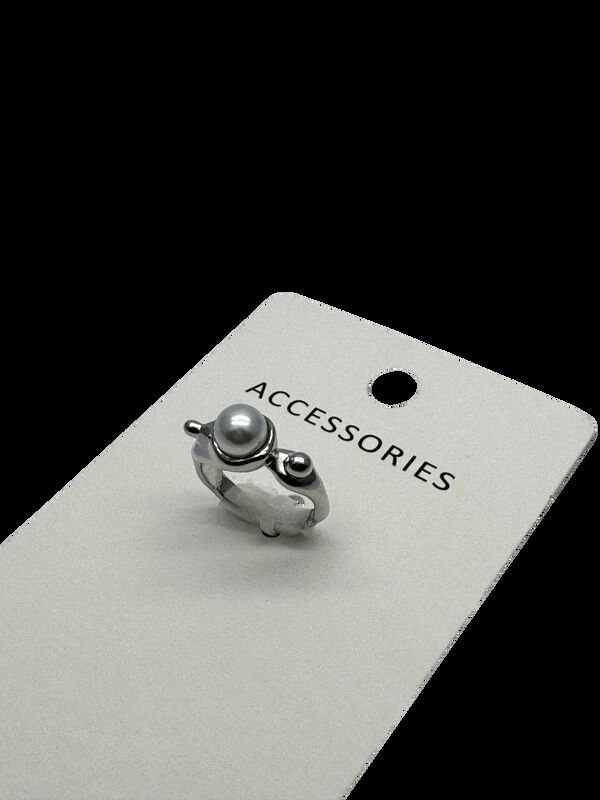 Fancy Ladies Ring Silver White Freshwater Pearl Adjustable Stackable