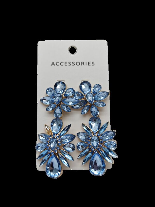 New Fashion Statement Earrings Fashionable Crystal Water Drop & Geometric Flower with Layered Colorful Rhinestone Pearl Jewelry